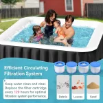 Inflatable Hot Tub, 240 Gal Large Square Portable Blow Up Hot Tub, 4-6 Person Leak-Proof PVC Outdoor Spa with 120 Air Jets, Heater Pump and Insulated Cover, 73x25 Inch - Image 3
