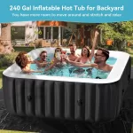 Inflatable Hot Tub, 240 Gal Large Square Portable Blow Up Hot Tub, 4-6 Person Leak-Proof PVC Outdoor Spa with 120 Air Jets, Heater Pump and Insulated Cover, 73x25 Inch - Image 2
